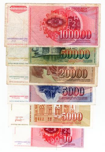 Jugoslavia - lotto di 6 banconote ... 