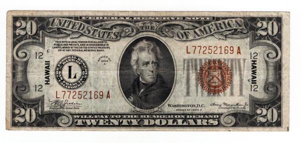 U.S.A. - 20 Dollari 1934 A - Hawaii