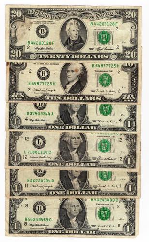 U.S.A. - lotto di 6 banconote da 1 ... 