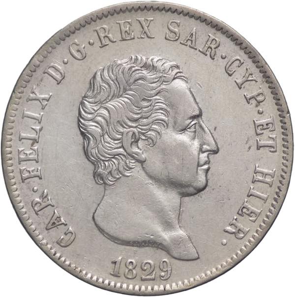 Regno di Sardegna - 5 lire 1829 - ... 