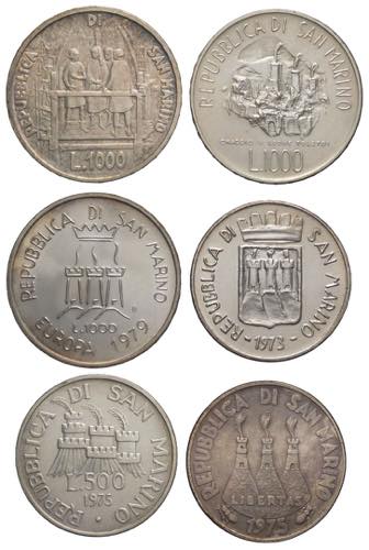 San Marino - Lotto di 7 monete da ... 