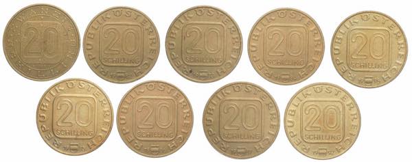 Austria - Lotto di 9 monete da 20 ... 