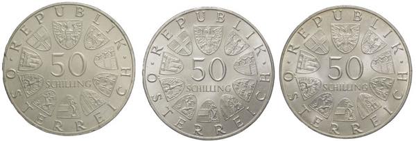 Austria - Lotto di 3 monete da 50 ... 