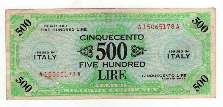 Banconota da 500 Lire AM - 1943 A 