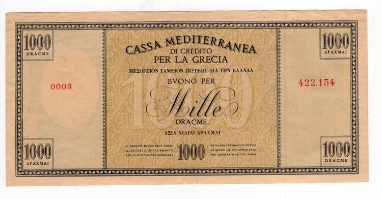 Cassa Mediterranea - 1000 Dracme ... 
