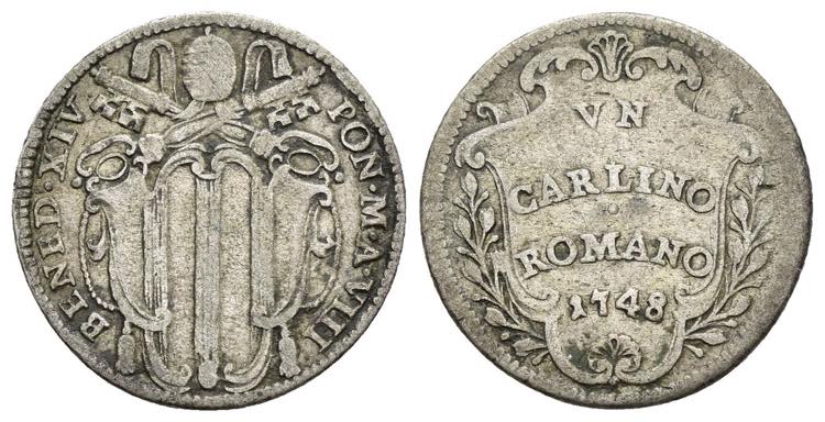 Roma - 1 Carlino 1748 - Benedetto ... 