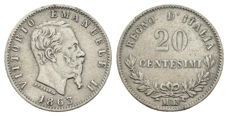 20 Centesimi 1863 -  Vittorio ... 