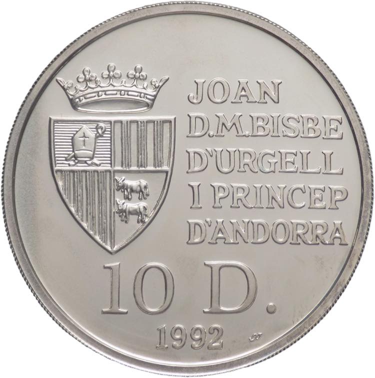 Andorra - 10 Diners 1992 Ag. - KM# ... 