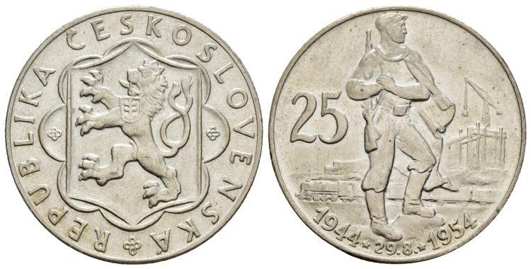 Cecoslovacchia - 25 Korun 1954 - ... 