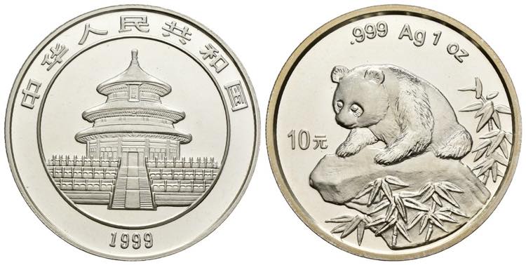 Cina - 10 Yuan 1999 - 1 OZ Ag. 999 ... 