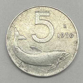 5 Lire Delfino 1956 - RR 