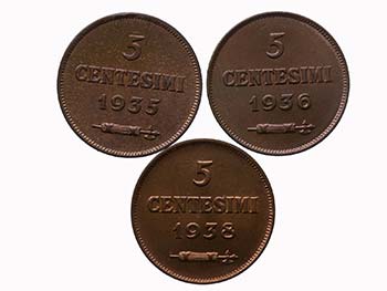 Lotto n.3 Pz 5 Centesimi 1935 - ... 