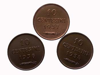 Lotto n.3 Pz 10 Centesimi 1936 - ... 