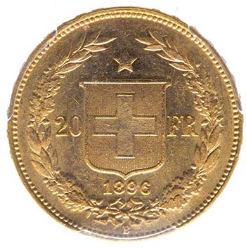 Svizzera  - 20 Franchi 1896 B - Au ... 