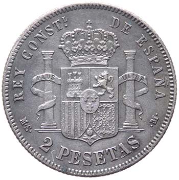 Spagna  - Alfonso XII - 2 Pesetas ... 