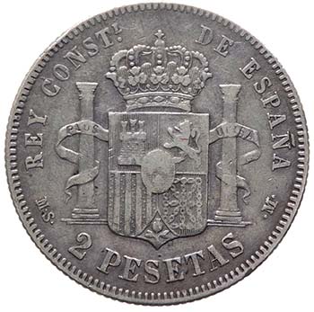 Spagna  - Alfonso XII - 2 Pesetas ... 