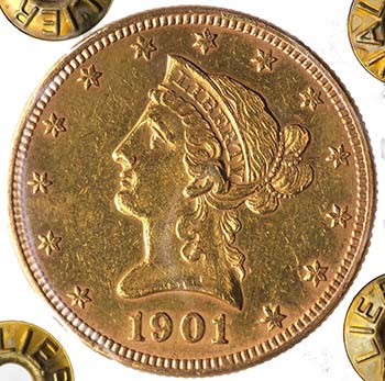 10 Dollari 1901 - Au - Perizia 