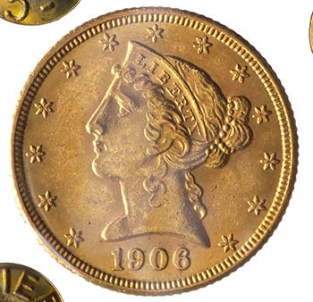 5 Dollari 1906 D - Au - Perizia 