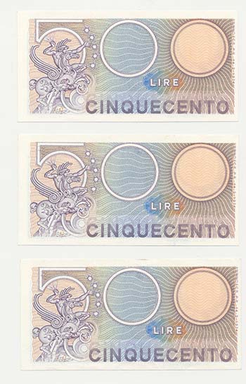 Lotto n.3 Banconote : 500 Lire ... 