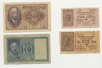 Lotto n.4 Banconote : 1 Lira ... 