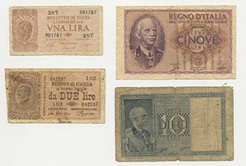 Lotto n.4 Banconote : 1 Lira ... 