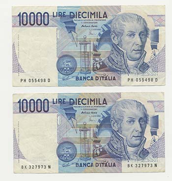 Lotto n.2 Banconote : 10000 Lire ... 