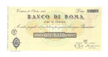 Banco di Roma - 100 Lire Torino - ... 