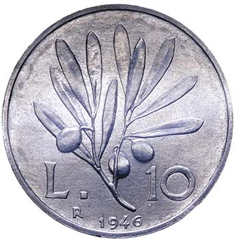 10 Lire Ulivo 1946 - R/data di ... 