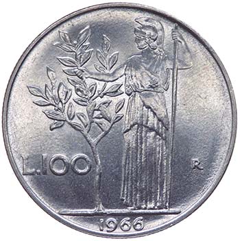 100 Lire Minerva 1966
