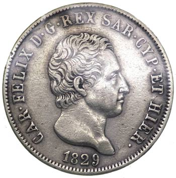Carlo Felice (1821-1831) 5 lire ... 