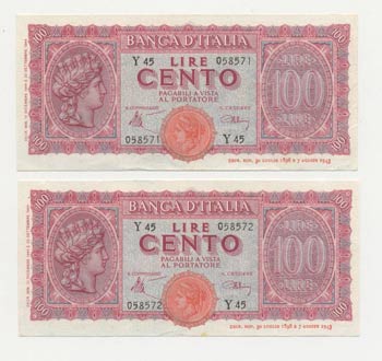 Lotto n.2 Banconote - 100 Lire ... 