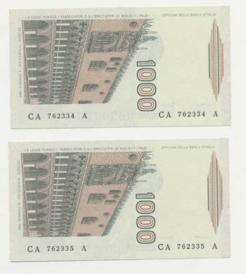 Lotto n.2 Banconote - 1000 Lire ... 