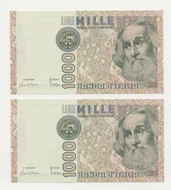 Lotto n.2 Banconote - 1000 Lire ... 