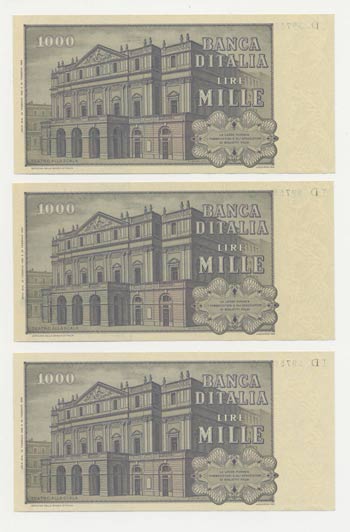 Lotto n.3 Banconote - 1000 Lire ... 