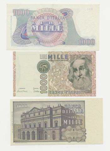 Lotto n.3 Banconote - 1000 Lire ... 