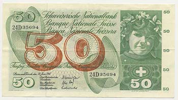 Svizzera - 50 Franchi 1967 D/ ... 