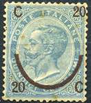 ITALIA REGNO - 1865 Cent. 20 su 15 celeste ... 