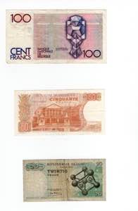 Belgio  - Lotto n.3 Banconote - Belgio - 20 ... 