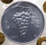 Monetazione in Lire (1946-2001) 5 Lire Uva ... 