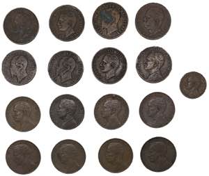 Regno dItalia - Lotto n.17 monete composto ... 
