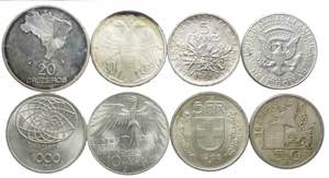 Lotto di 8 monete in argento mondiali - Ag