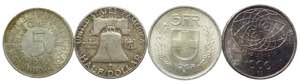Lotto di 4 monete mondiali in argento - Ag - ... 