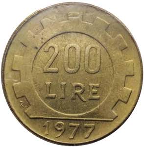 200 lire 1977 tipo Lavoro - mezza luna ... 