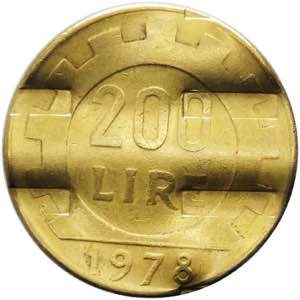 200 lire 1978 tipo Lavoro - annullo binario ... 