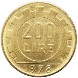 200 lire 1978 tipo Lavoro  asse del R/ di ... 