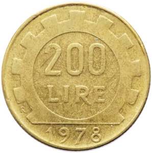 200 lire 1978 tipo Lavoro - asse del R/ ... 
