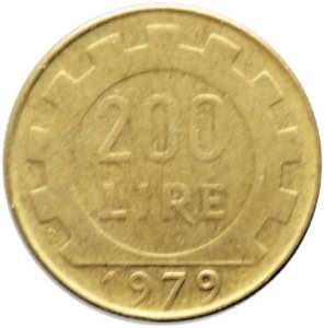 200 lire 1979 tipo Lavoro - asse del R/ di ... 
