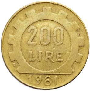200 lire 1981 tipo Lavoro - manca il nome ... 