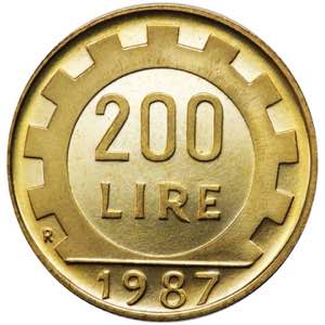 200 lire 1987 tipo Lavoro - R/ cifre data ... 