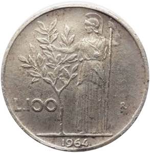 100 lire 1964 tipo Minerva I°tipo  - falso ... 